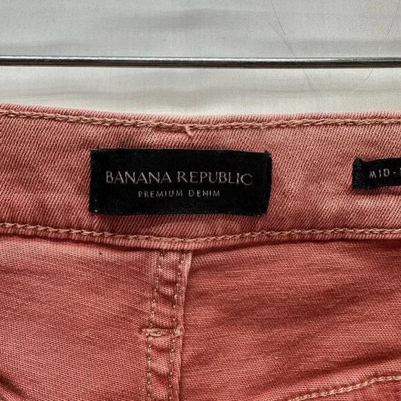 Banana Republic Jeans Womens 27 Premium Denim Mid Rise Skinny Stretch Rust Red - Picture 7 of 10